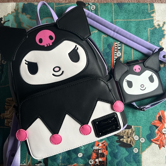 🌻 HOST PICK 🌻 ♠️ Kuromi x Loungefly Sanrio Backpack + Wallet ♠️ - Picture 2 of 5